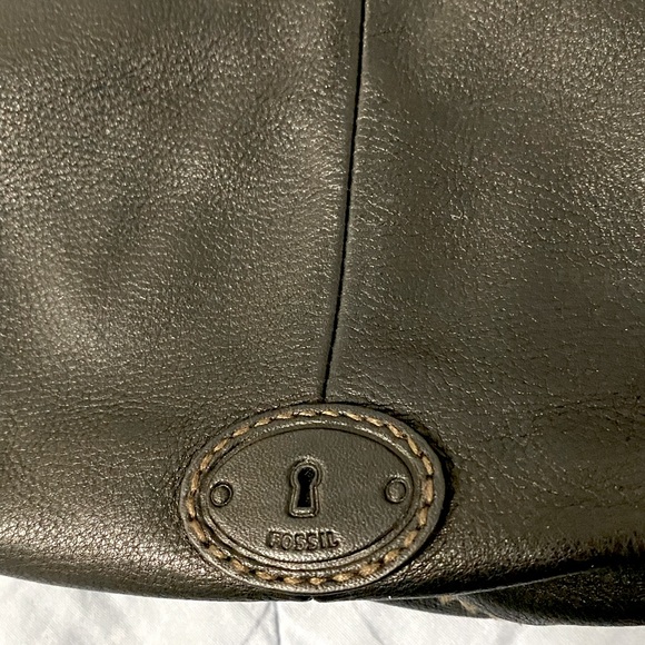 Fossil Black Super Soft Leather Modern Cargo Flap Shoulder Bag Purse - Picture 6 of 8